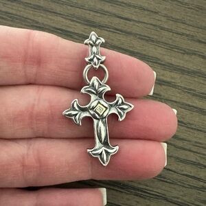 Ann King Diamond Cross 18K Gold Accent Sterling Silver Pendant